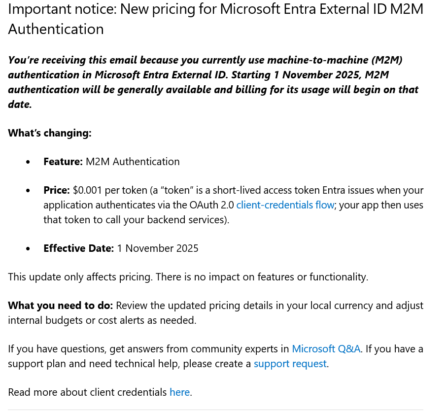 Mail with announcement